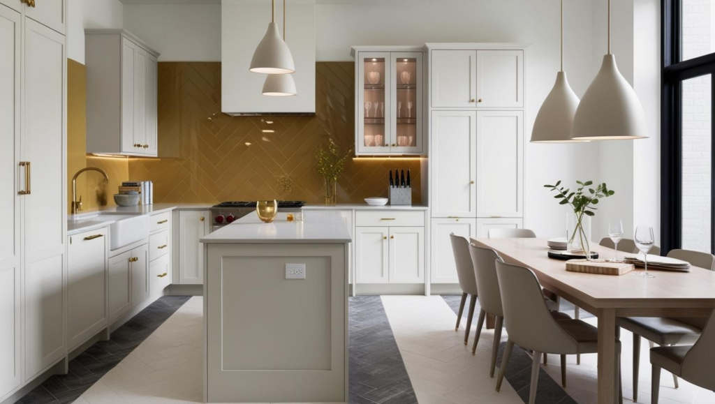 Open plan kitchen design in a kitchen renovation