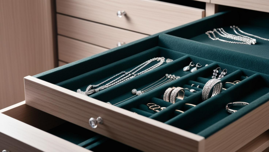 custom built wardrobe with a pull out jewelry tray